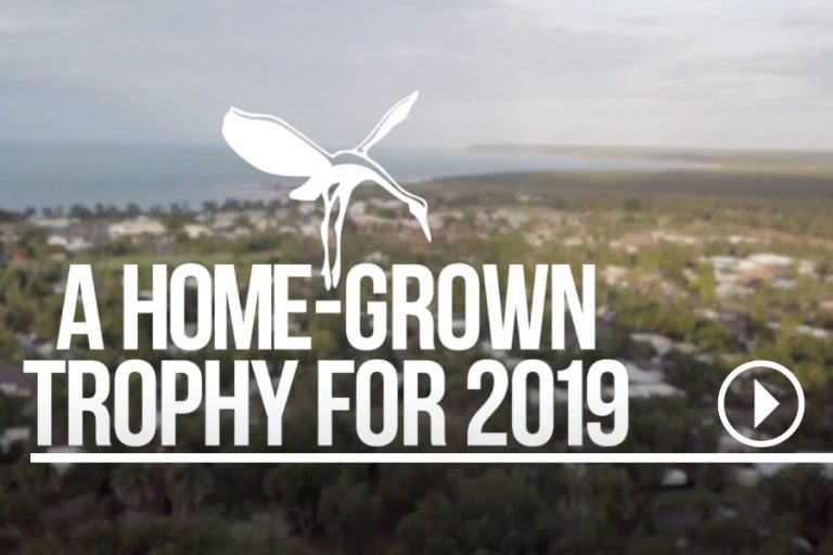 A home-grown Brolga Award trophy for 2019